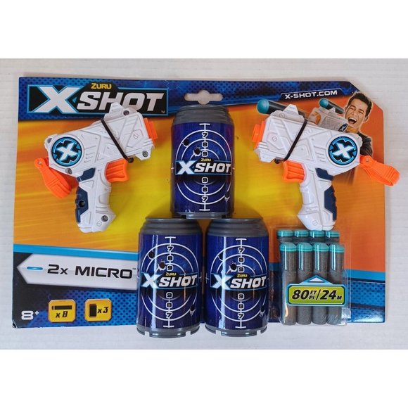 Zuru X-Shot 2x Micro Dart Guns w/ 8 Foam Darts and 3 Targets - Picture 1 of 2